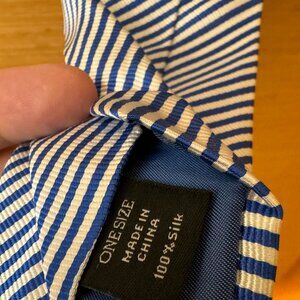 Banana Republic 100% Silk Men's Thin Tie - Blue and White Rep Striped. 2.25 in